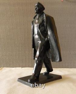 Vintage USSR Lenin Statue by Rogaishis Metal Soviet Figurine 25 cm