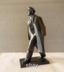 Vintage USSR Lenin Statue by Rogaishis Metal Soviet Figurine 25 cm