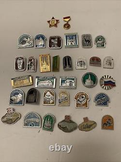 Vintage USSR Russian Soviet Lot Of 33 Enamel Pins