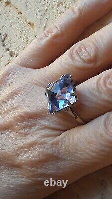 Vintage USSR Russian Soviet Massive Statement Ring Silver 875 Tourmaline