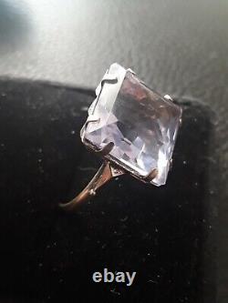 Vintage USSR Russian Soviet Massive Statement Ring Silver 875 Tourmaline