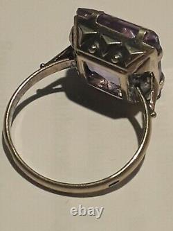 Vintage USSR Russian Soviet Massive Statement Ring Silver 875 Tourmaline