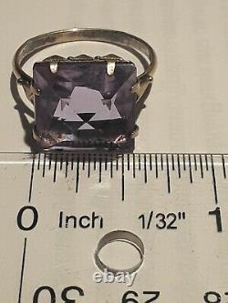 Vintage USSR Russian Soviet Massive Statement Ring Silver 875 Tourmaline