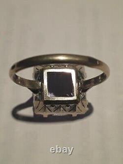 Vintage USSR Russian Soviet Massive Statement Ring Silver 875 Tourmaline