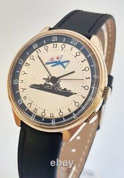 Vintage USSR Russian Soviet Mechanical Wrist Watch Raketa 24 hour #520