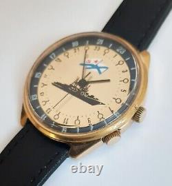 Vintage USSR Russian Soviet Mechanical Wrist Watch Raketa 24 hour #520