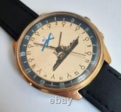 Vintage USSR Russian Soviet Mechanical Wrist Watch Raketa 24 hour #520