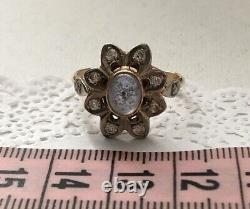 Vintage USSR Russian Soviet Rose Gold 583 14K Ring Topaz Size 9.5 Women Jewelry