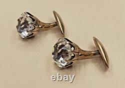 Vintage USSR Russian Sterling Silver 875 Rock Crystal Soviet Cufflinks
