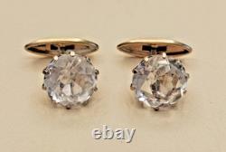 Vintage USSR Russian Sterling Silver 875 Rock Crystal Soviet Cufflinks