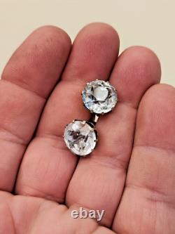 Vintage USSR Russian Sterling Silver 875 Rock Crystal Soviet Cufflinks