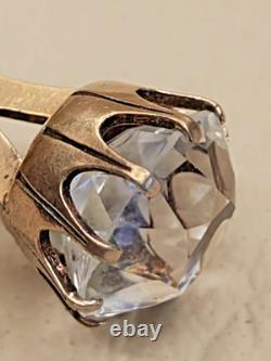 Vintage USSR Russian Sterling Silver 875 Rock Crystal Soviet Cufflinks
