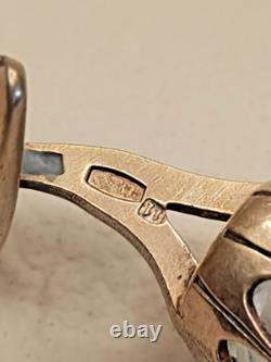 Vintage USSR Russian Sterling Silver 875 Rock Crystal Soviet Cufflinks