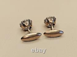 Vintage USSR Russian Sterling Silver 875 Rock Crystal Soviet Cufflinks