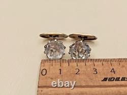 Vintage USSR Russian Sterling Silver 875 Rock Crystal Soviet Cufflinks