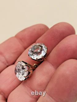 Vintage USSR Russian Sterling Silver 875 Rock Crystal Soviet Cufflinks