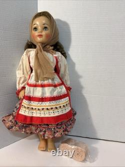 Vintage USSR Soviet Russian 19 Plastic DOLL WithSound Box & Folk Outfit