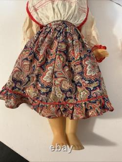Vintage USSR Soviet Russian 19 Plastic DOLL WithSound Box & Folk Outfit