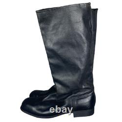 Vintage USSR Soviet Russian Boots Mens Size 9 Black Leather Military High Boots