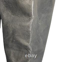 Vintage USSR Soviet Russian Boots Mens Size 9 Black Leather Military High Boots