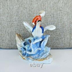 Vintage USSR Soviet Russian Dulevo Porcelain Figurine Geese-Swans