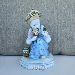 Vintage USSR Soviet Russian Dulevo Porcelain Figurine Malachite Box