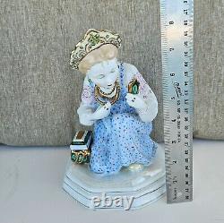 Vintage USSR Soviet Russian Dulevo Porcelain Figurine Malachite Box