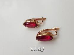 Vintage USSR Soviet Russian Earrings 583 Rose Gold 14K Jewelry 9,88 g