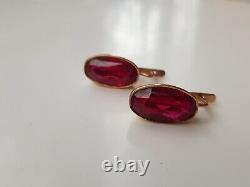 Vintage USSR Soviet Russian Earrings 583 Rose Gold 14K Jewelry 9,88 g