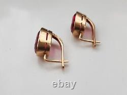 Vintage USSR Soviet Russian Earrings 583 Rose Gold 14K Jewelry 9,88 g