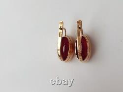 Vintage USSR Soviet Russian Earrings 583 Rose Gold 14K Jewelry 9,88 g