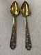 Vintage Ussr Soviet Silver 875 Russian Cloisonné Enamel Gold Washed Tea Spoons