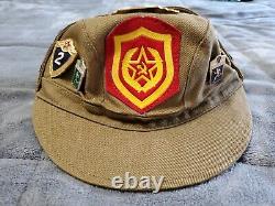 Vintage USSR Soviet Union Russian Military Hat 14 Pins USSR 3 Patches SZ 54