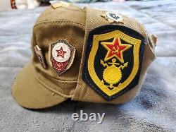 Vintage USSR Soviet Union Russian Military Hat 14 Pins USSR 3 Patches SZ 54
