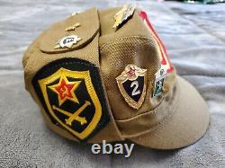 Vintage USSR Soviet Union Russian Military Hat 14 Pins USSR 3 Patches SZ 54