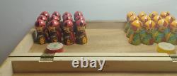 Vintage USSR Soviet Wooden Chess Game Set Rre With Russian doll pawns OTK-44