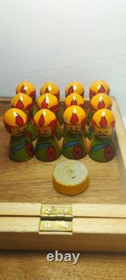 Vintage USSR Soviet Wooden Chess Game Set Rre With Russian doll pawns OTK-44