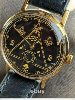 Vintage Watch Masonic Mechanical Poljot USSR Russian Soviet Deluxe Slim Men's