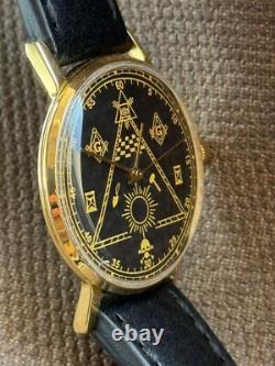 Vintage Watch Masonic Mechanical Poljot USSR Russian Soviet Deluxe Slim Men's