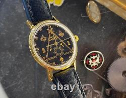 Vintage Watch Masonic Mechanical Poljot USSR Russian Soviet Deluxe Slim Men's