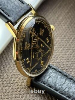 Vintage Watch Masonic Mechanical Poljot USSR Russian Soviet Deluxe Slim Men's
