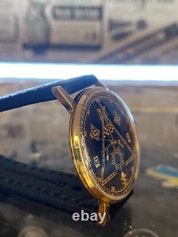 Vintage Watch Masonic Mechanical Poljot USSR Russian Soviet Deluxe Slim Men's