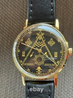Vintage Watch Masonic Mechanical Poljot USSR Russian Soviet Deluxe Slim Men's