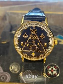 Vintage Watch Masonic Mechanical Poljot USSR Russian Soviet Deluxe Slim Men's