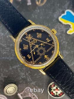 Vintage Watch Masonic Mechanical Poljot USSR Russian Soviet Deluxe Slim Men's