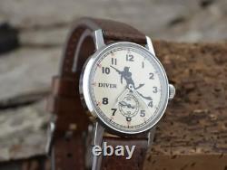 Vintage Watch Pobeda Mechanical Diver Russian Soviet USSR Military Men's Rare