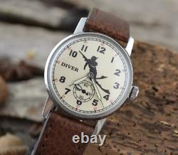 Vintage Watch Pobeda Mechanical Diver Russian Soviet USSR Military Men's Rare