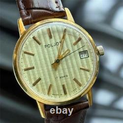 Vintage Watch Poljot Mechanical Date USSR Russian Soviet Deluxe Men's 2614 Rare