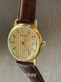 Vintage Watch Poljot Mechanical Date USSR Russian Soviet Deluxe Men's 2614 Rare
