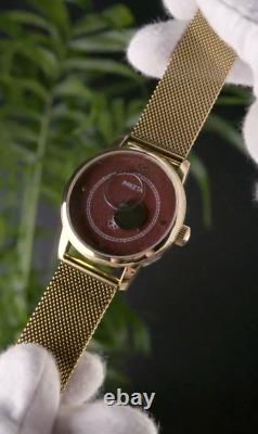 Vintage Watch Raketa Copernicus Moon Sun Soviet USSR Russian Mechanical Red